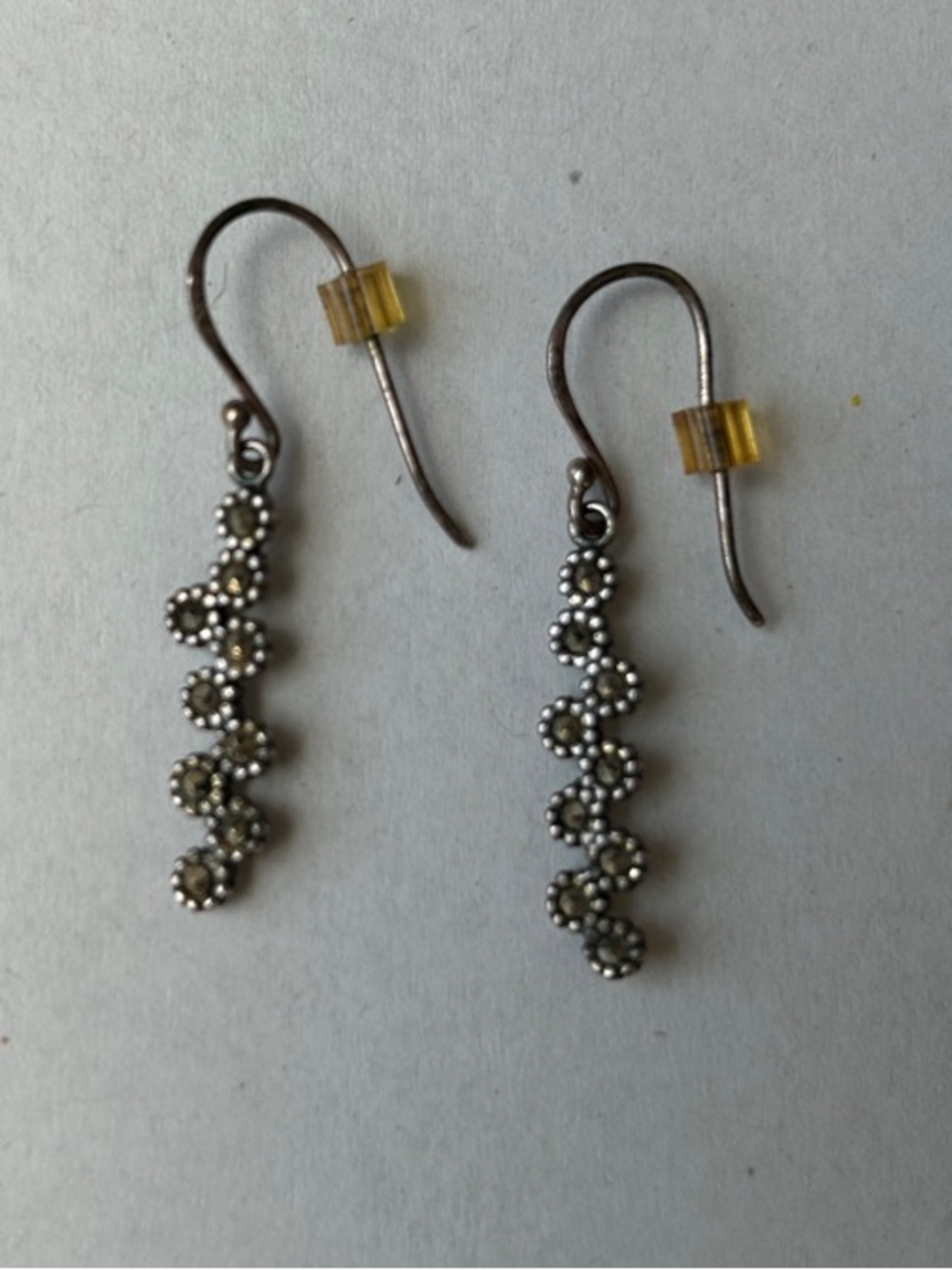 Sterling Silver Floral Drop Earrings - Silver